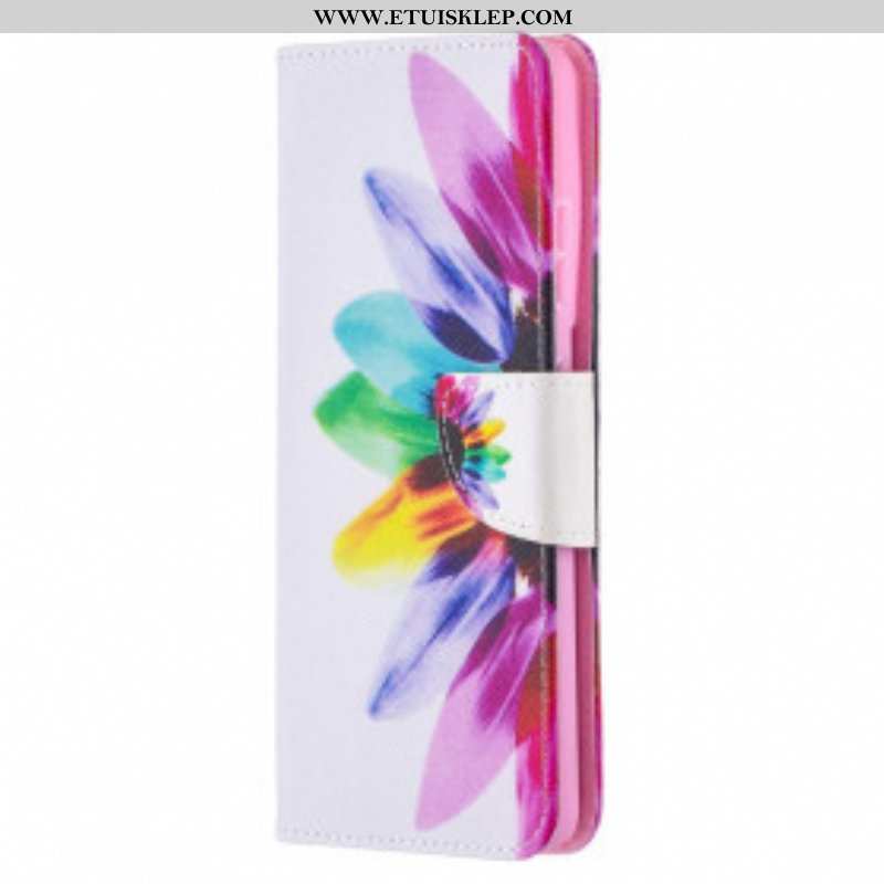 Skórzany Futerał do Samsung Galaxy S21 Ultra 5G Akwarela Kwiat